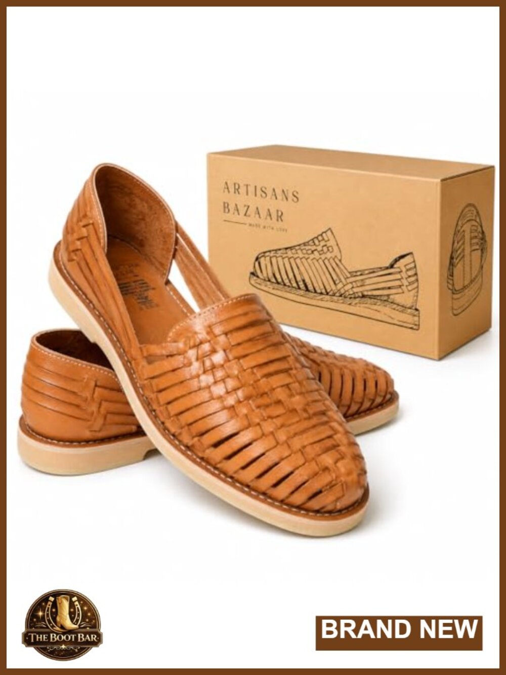 Handmade Mexican Woven Leather Closed Toe Sandals Cushioned Insole Slip On Flats - Picture 1 of 6